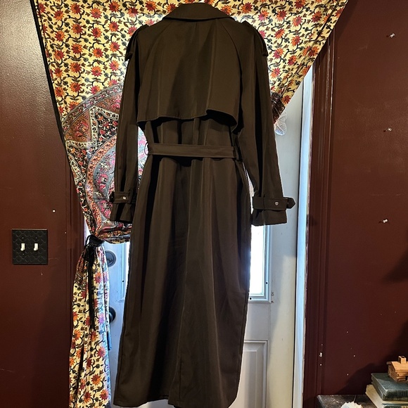 Long Polyester Chocolate Brown Fall Coat Size Large - Picture 5 of 6
